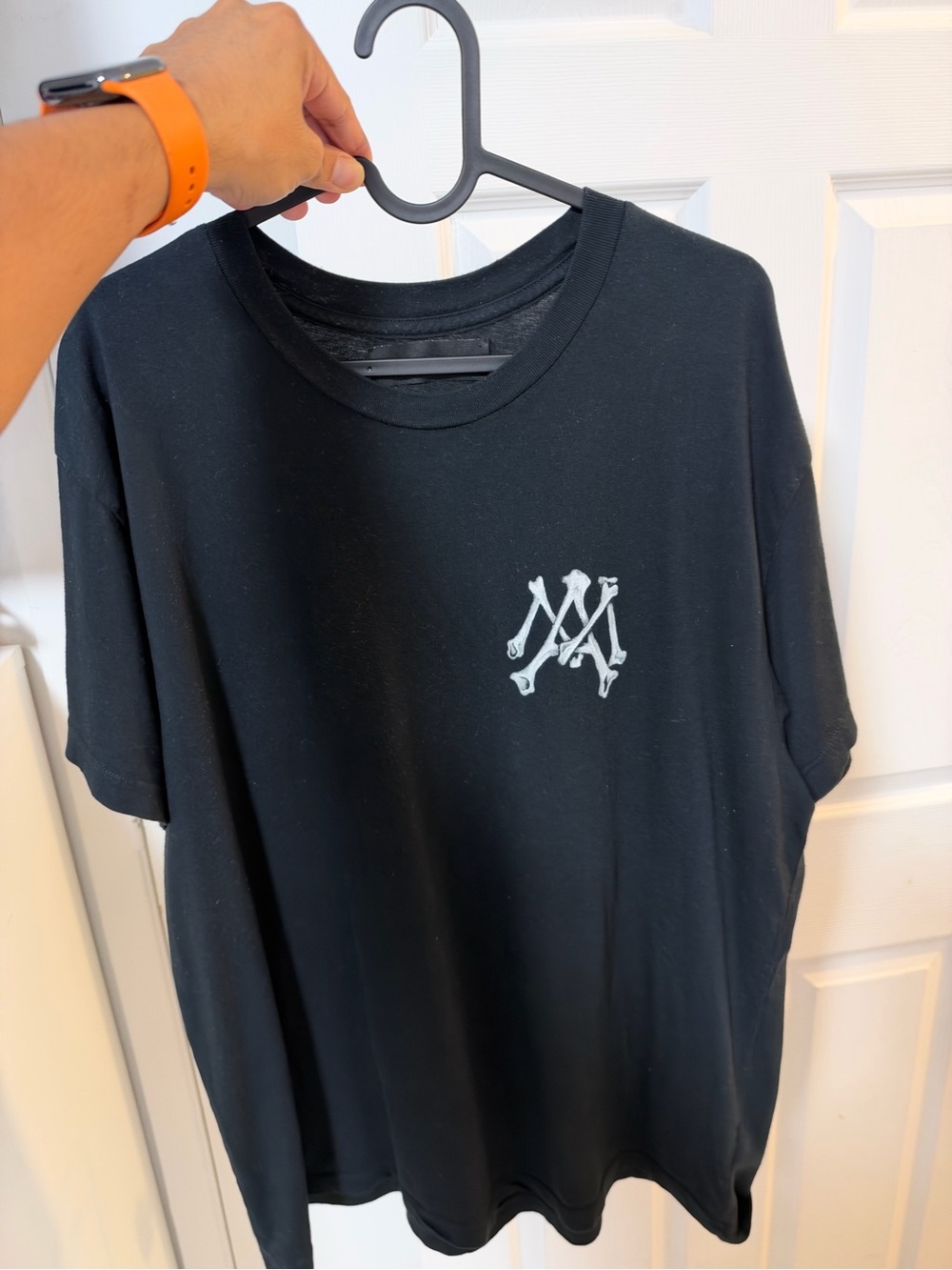 AMIRI Black Short-Sleeve Crewneck T-Shirt with White Bone Logo